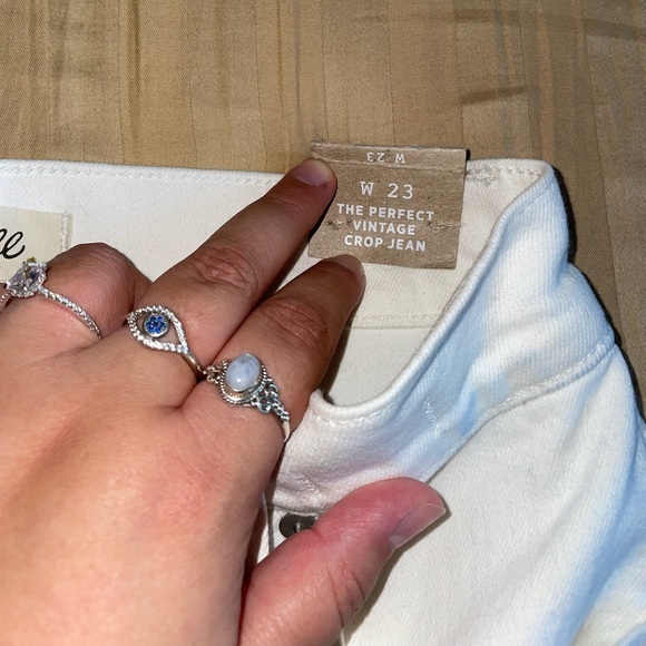 NWT Madewell Tile White The Perfect Vintage Crop Jean Knee Rip Edition Size 23 - Picture 13 of 16